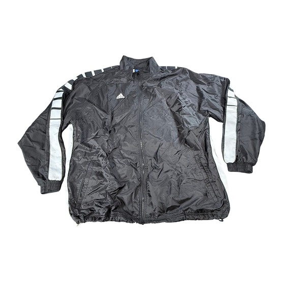 Vtg 90s Adidas Team Jacket Windbreaker y2k Men's Sz XXL Light‎ Track Black - Picture 1 of 8